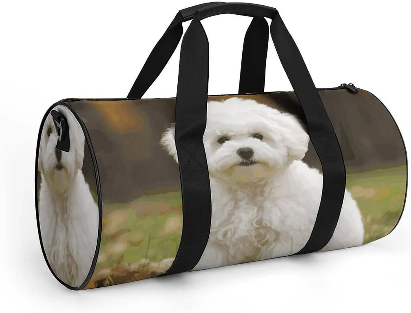 Bichon Frise Dog Gym Bag Small Travel Duffle Bag with Compartment Carry On Weekender Bag for Women Men