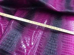 Big Nile Crocodile Leather Vinyl Fabric Embossed Upholstery Alligator by Yard Purple Black