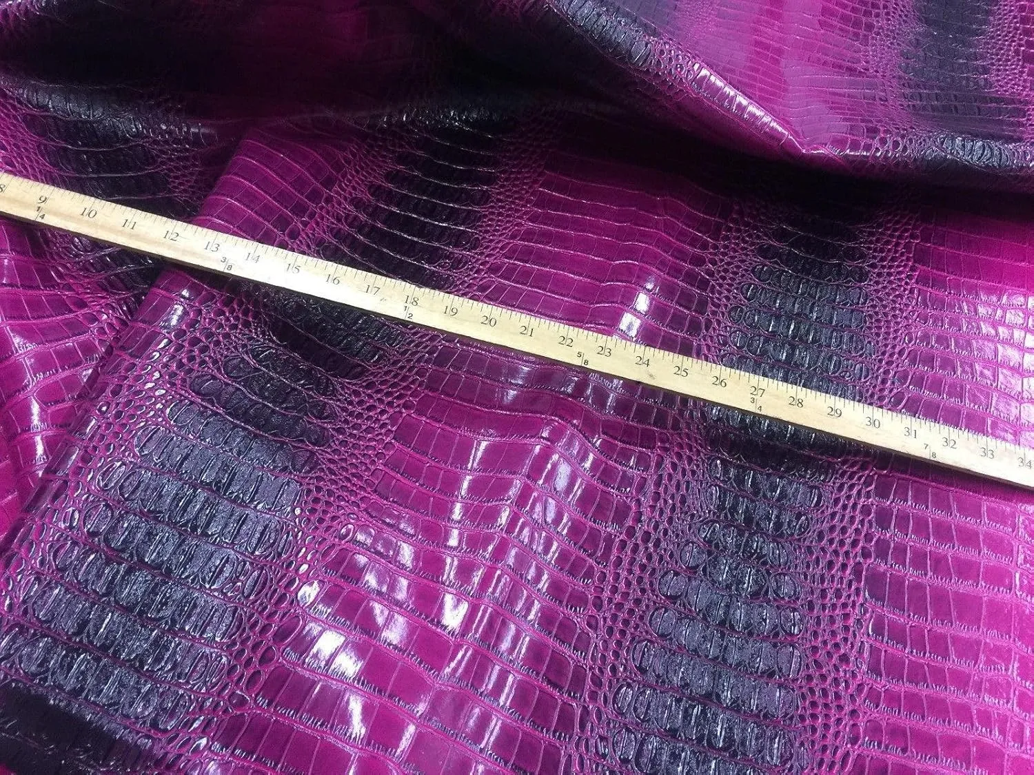 Big Nile Crocodile Leather Vinyl Fabric Embossed Upholstery Alligator by Yard Purple Black