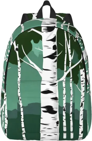 Birch Trees print Large Laptop Backpack for Women, Work Business Backpacks College Bookbag for School