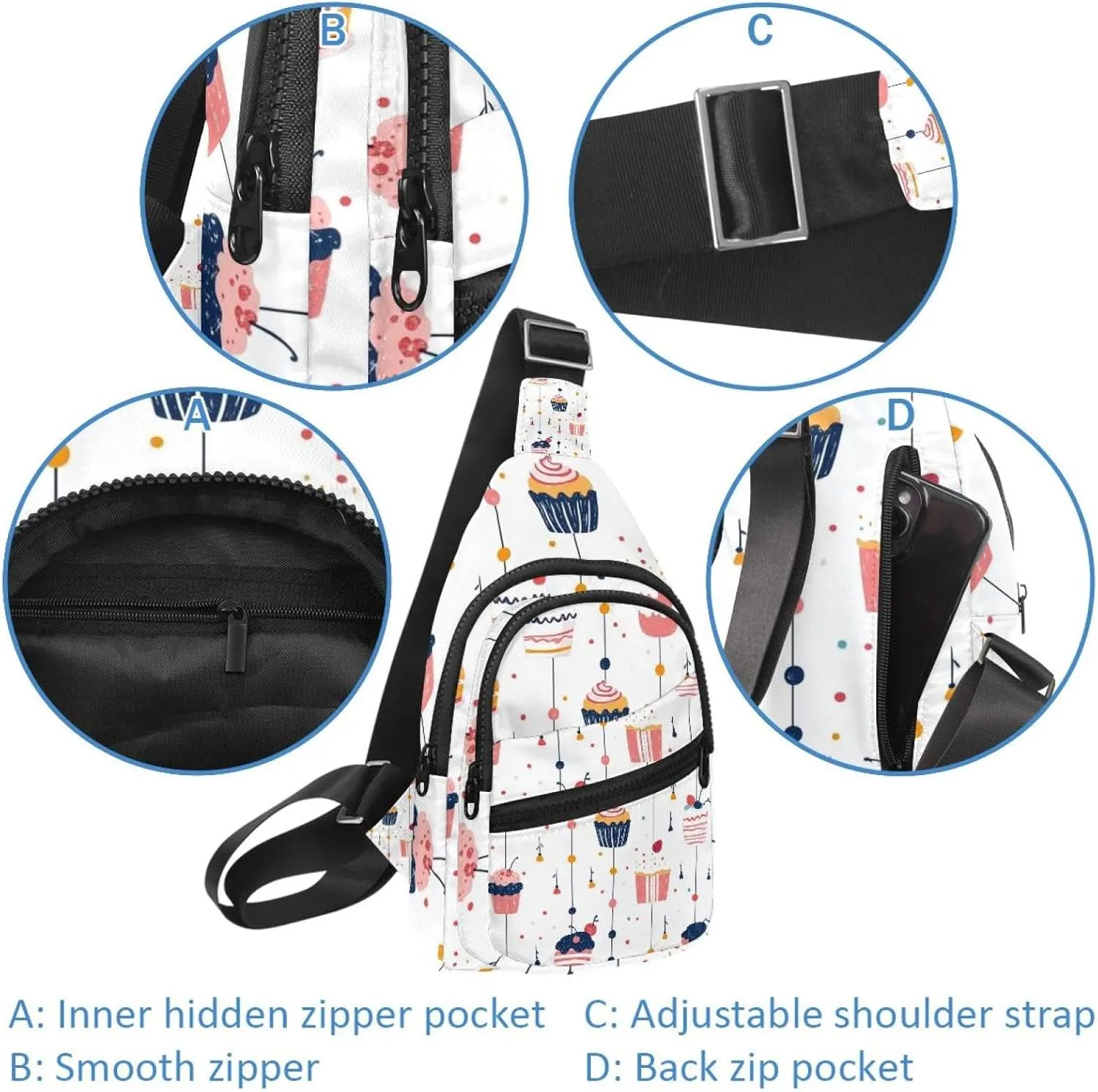 Birthday cream cakes (1) Sling Bag, Crossbody Sling Backpack Travel Hiking Chest Bag Daypack for Purses Shoulder Bag Women Men's