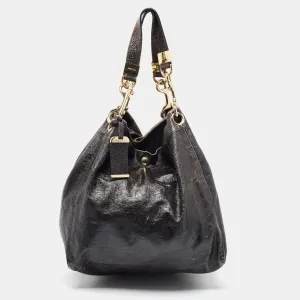 Black Crinkled Leather Lola Hobo