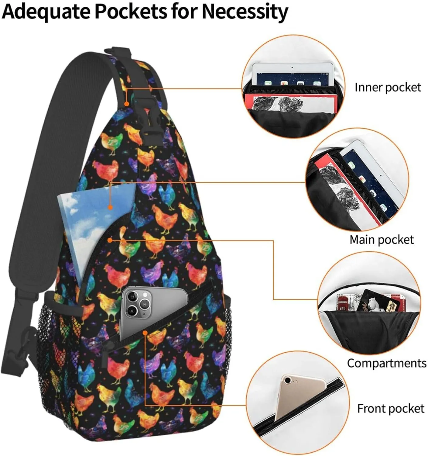 Black History Month Crossbody Bag Adjustable Sling Bag Casual Chest Bags Travel Shoulder Backpack
