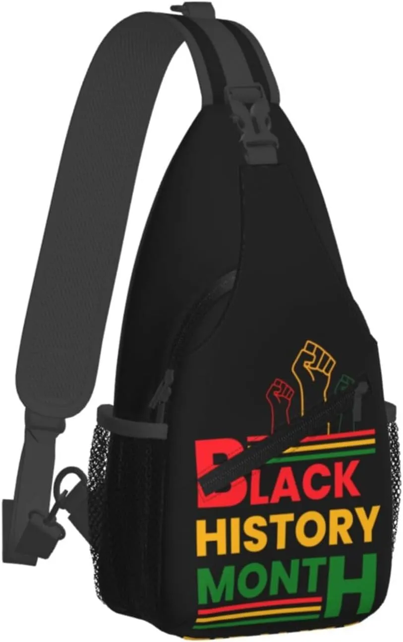 Black History Month Sling Bag Adjustable Crossbody Bag Casual Chest Bags Travel Shoulder Backpack For Women Men