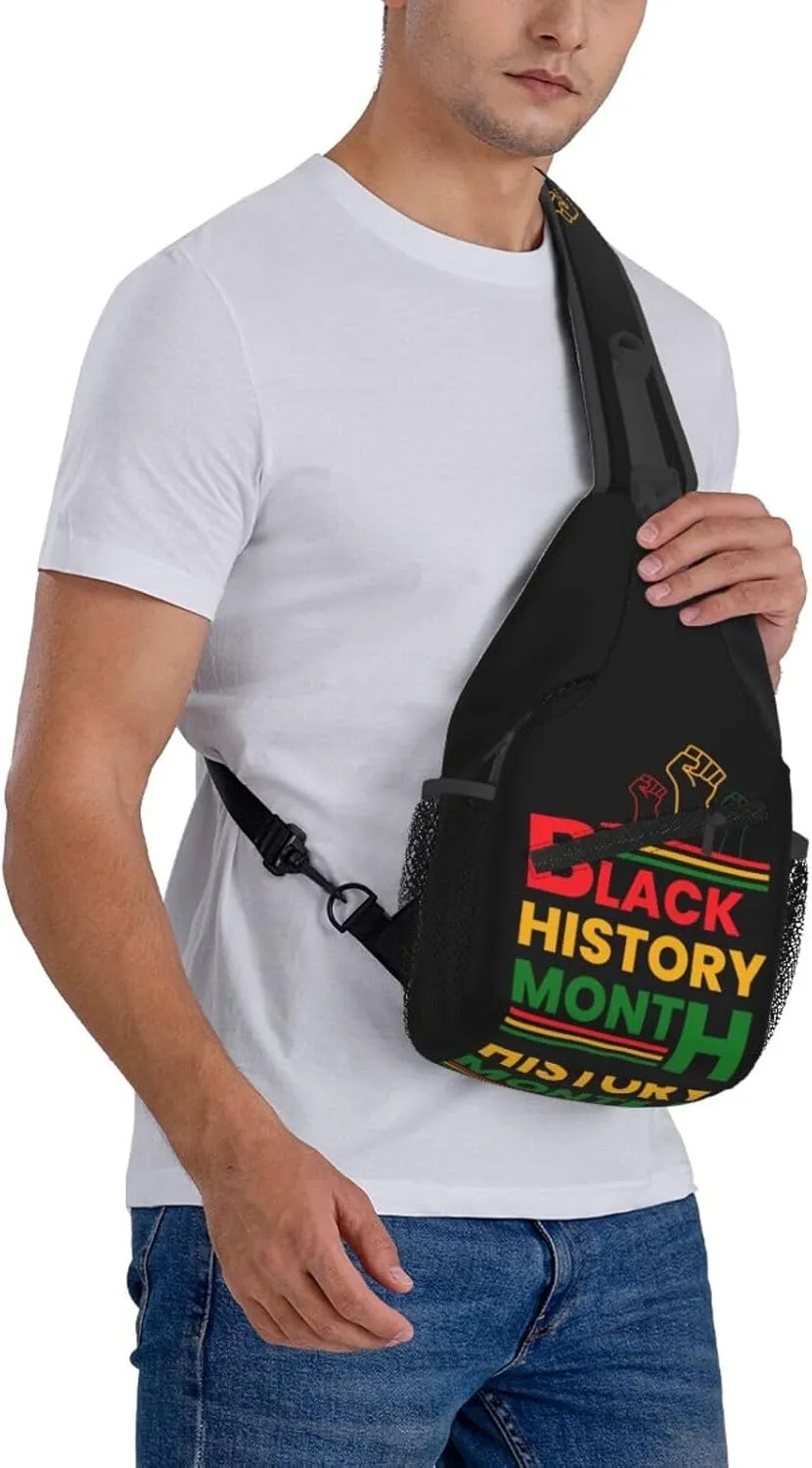 Black History Month Sling Bag Adjustable Crossbody Bag Casual Chest Bags Travel Shoulder Backpack For Women Men