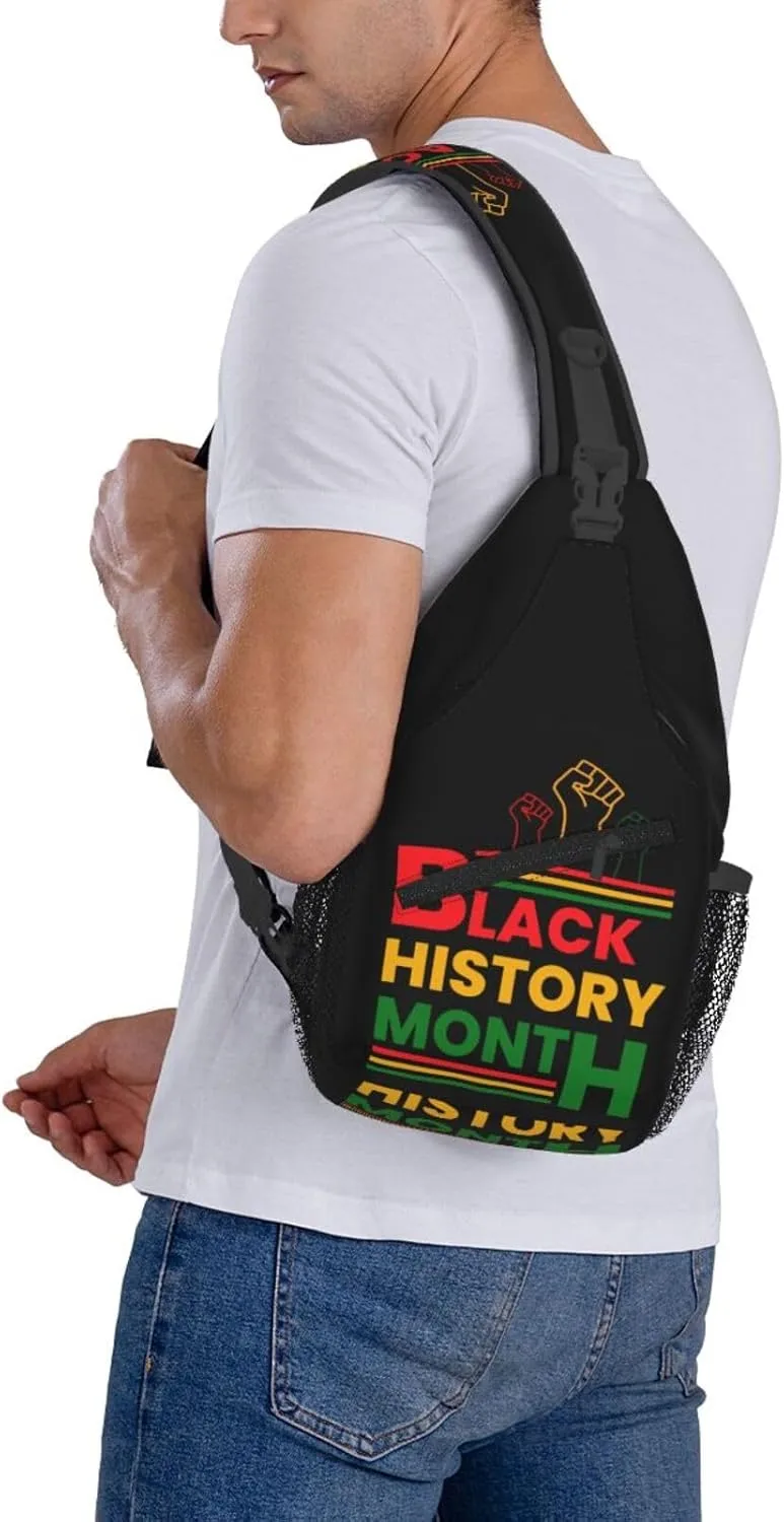 Black History Month Sling Bag Adjustable Crossbody Bag Casual Chest Bags Travel Shoulder Backpack For Women Men