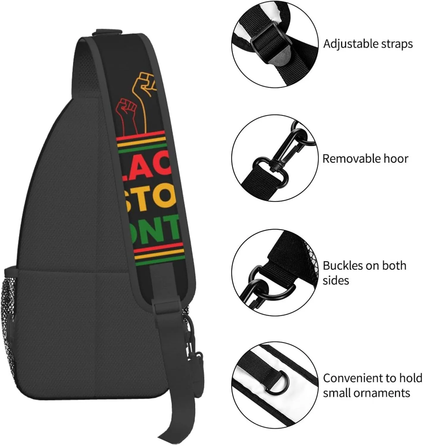 Black History Month Sling Bag Adjustable Crossbody Bag Casual Chest Bags Travel Shoulder Backpack For Women Men