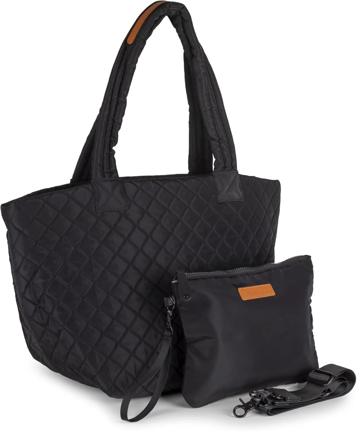 Black Large Quilted Metro Travel Tote