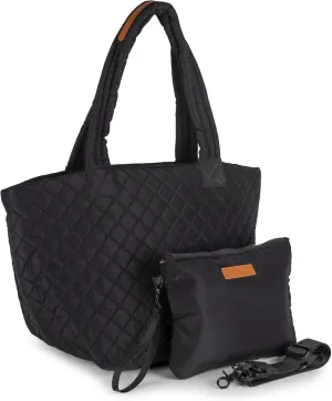 Black Large Quilted Metro Travel Tote