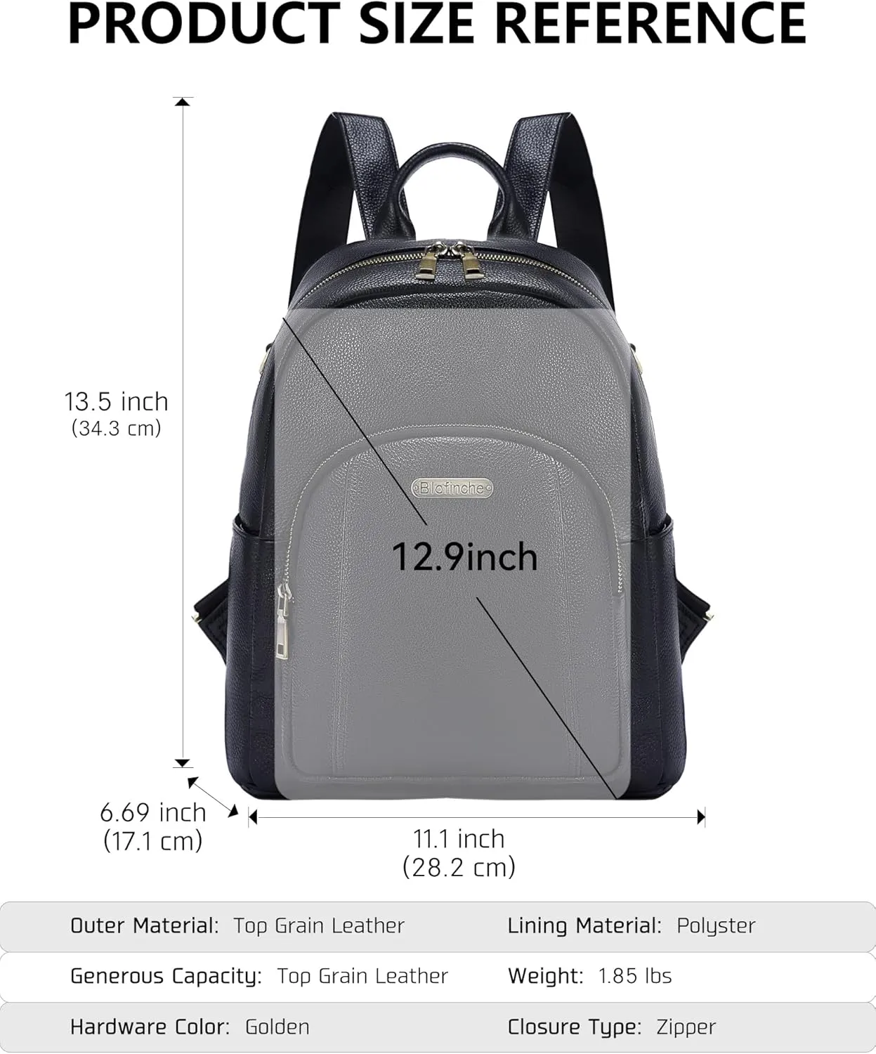Blofinche Genuine Leather Backpack Purse for Women with Shoulder Strap Medium Convertible Daypack Handbag Lady Work Casual