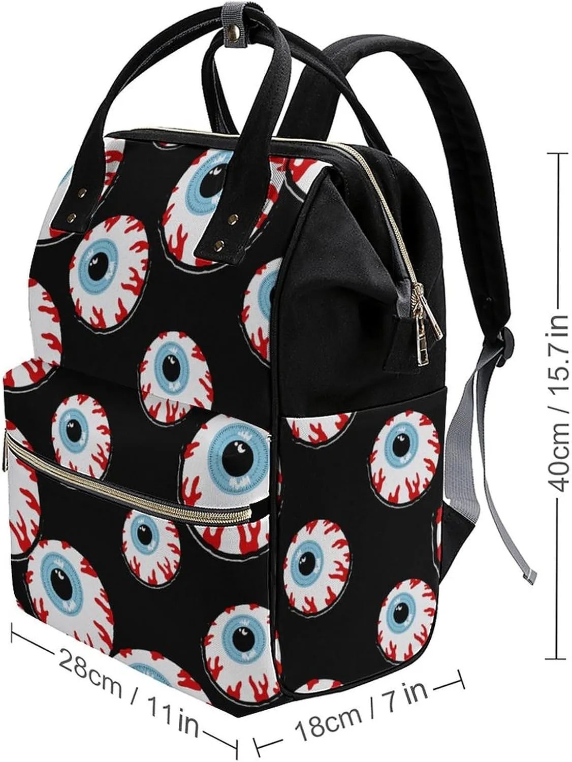 Bloodshot Eyeball Wide Open Designed Diaper Bag Waterproof Mommy Bag Multi-Function Travel Backpack Tote Bags