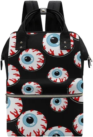 Bloodshot Eyeball Wide Open Designed Diaper Bag Waterproof Mommy Bag Multi-Function Travel Backpack Tote Bags