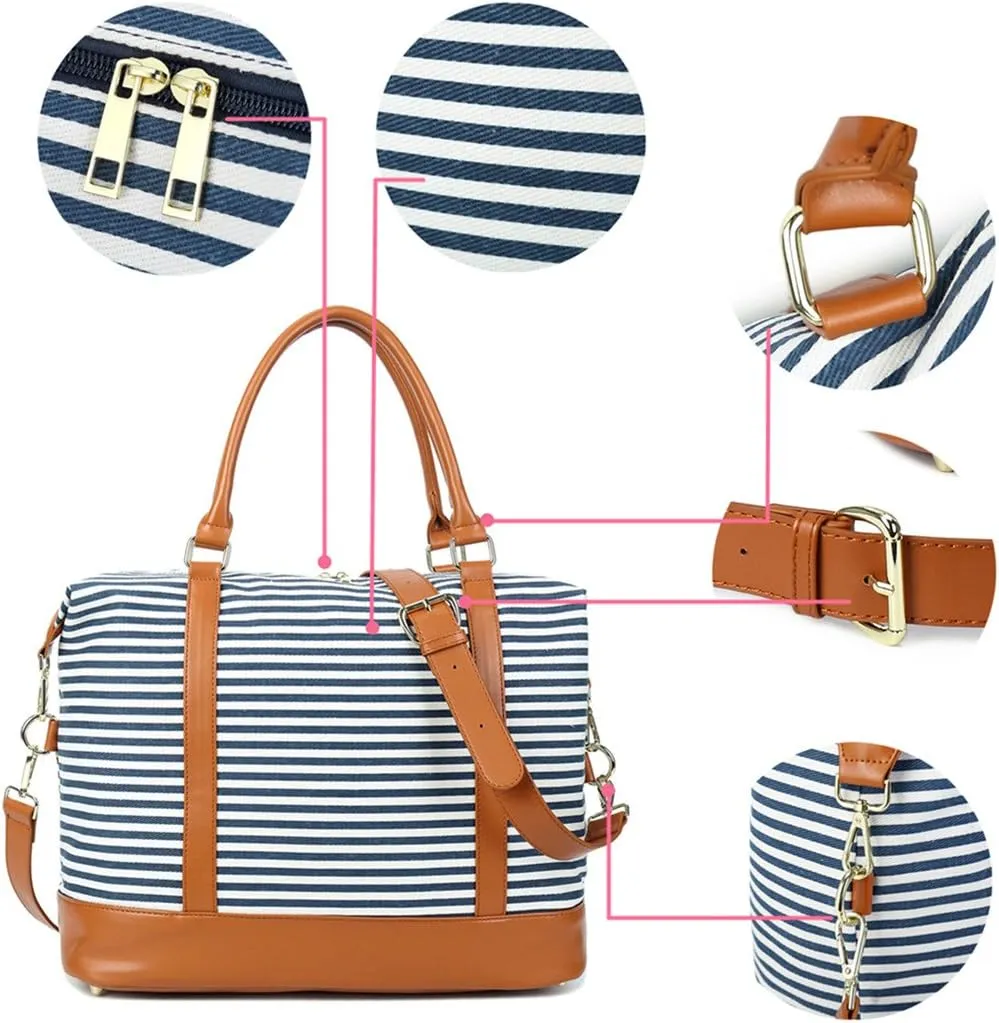 BLUBOON Travel Tote Bags with Zipper Ladies Canvas Bag Weekender Overnight Bag for Women Carry on Duffel Bag Trolley Sleeve