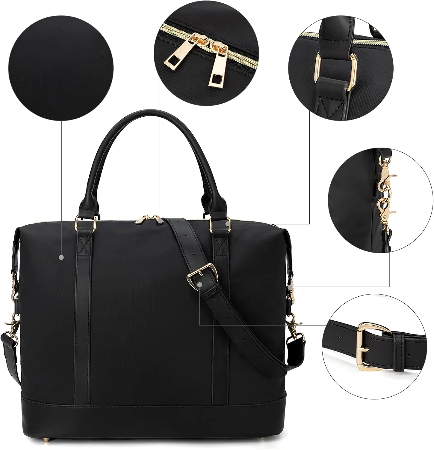 BLUBOON Travel Tote Bags with Zipper Ladies Canvas Bag Weekender Overnight Bag for Women Carry on Duffel Bag Trolley Sleeve