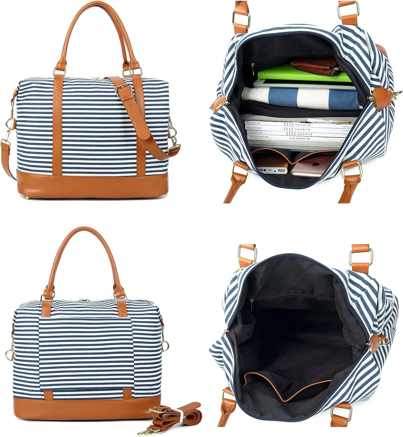 BLUBOON Travel Tote Bags with Zipper Ladies Canvas Bag Weekender Overnight Bag for Women Carry on Duffel Bag Trolley Sleeve