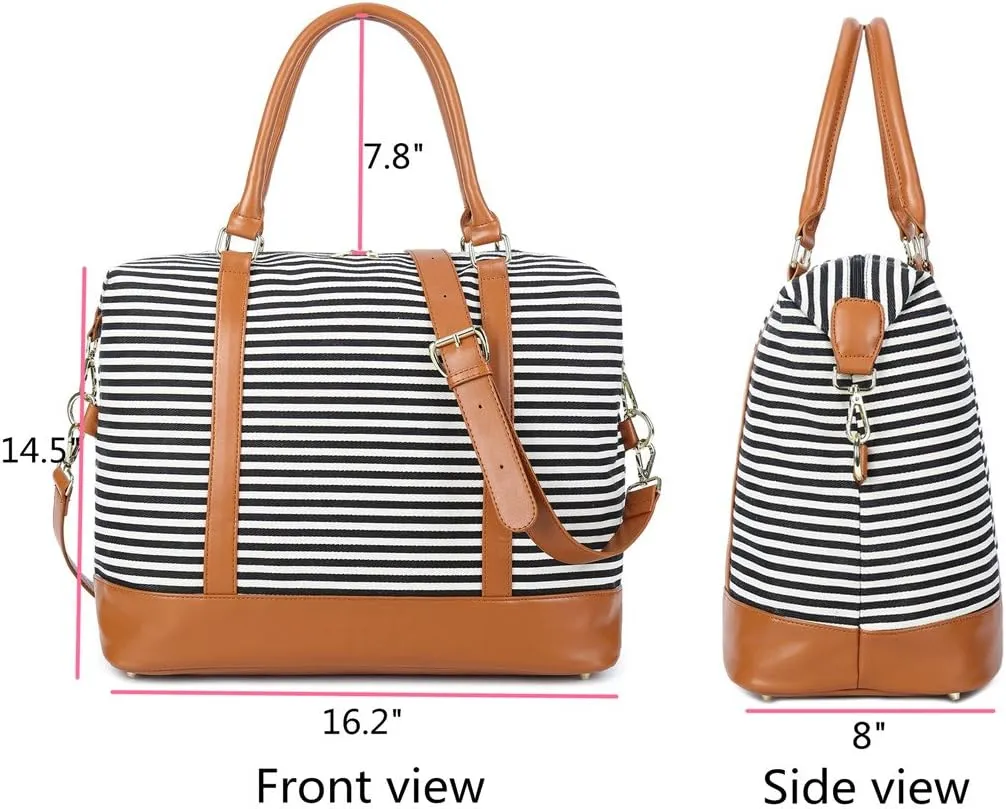 BLUBOON Travel Tote Bags with Zipper Ladies Canvas Bag Weekender Overnight Bag for Women Carry on Duffel Bag Trolley Sleeve