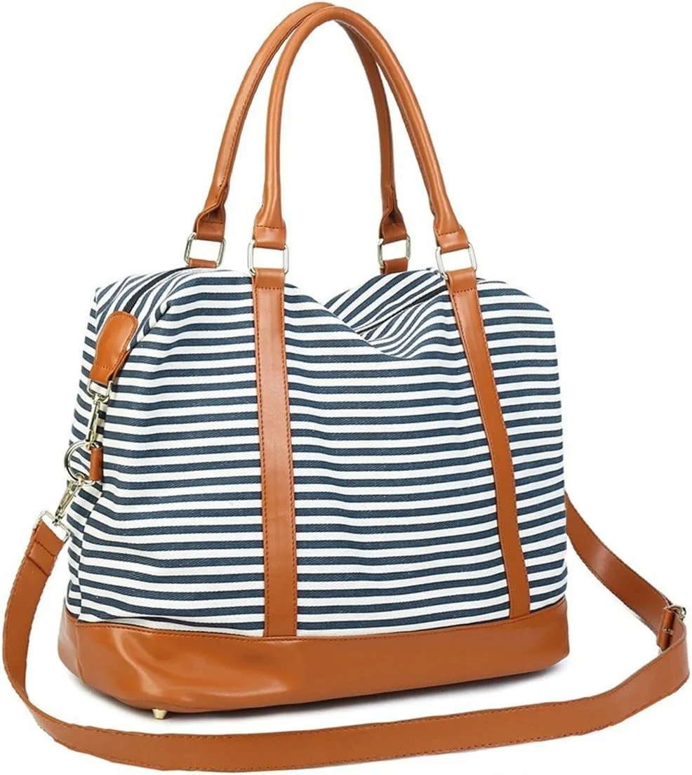 BLUBOON Travel Tote Bags with Zipper Ladies Canvas Bag Weekender Overnight Bag for Women Carry on Duffel Bag Trolley Sleeve