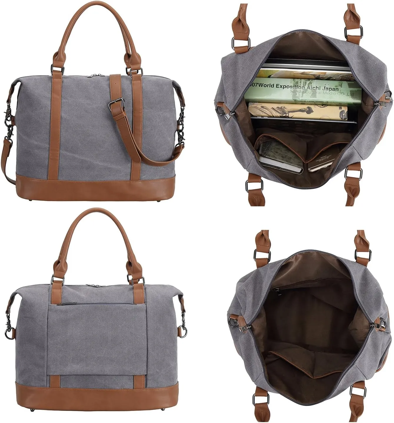 BLUBOON Travel Tote Bags with Zipper Ladies Canvas Bag Weekender Overnight Bag for Women Carry on Duffel Bag Trolley Sleeve