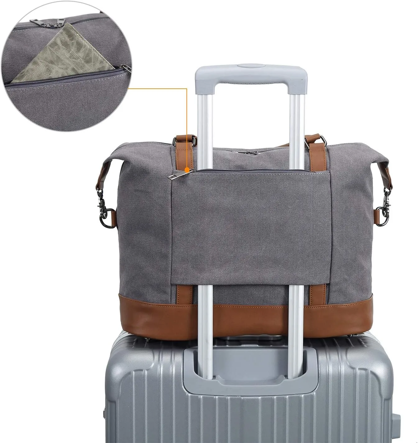 BLUBOON Travel Tote Bags with Zipper Ladies Canvas Bag Weekender Overnight Bag for Women Carry on Duffel Bag Trolley Sleeve