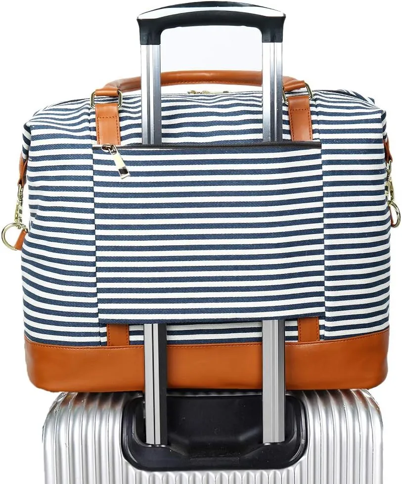 BLUBOON Travel Tote Bags with Zipper Ladies Canvas Bag Weekender Overnight Bag for Women Carry on Duffel Bag Trolley Sleeve
