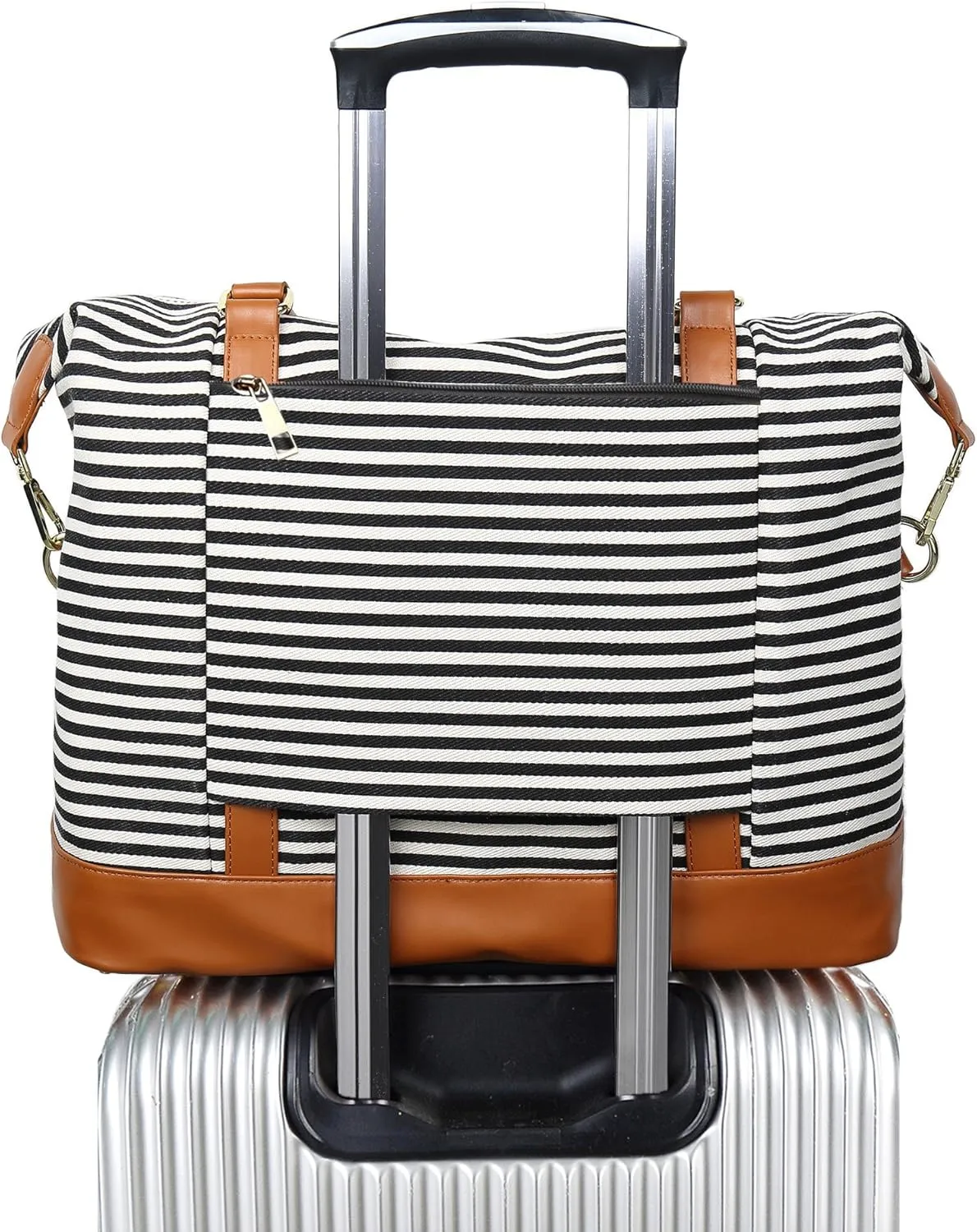 BLUBOON Travel Tote Bags with Zipper Ladies Canvas Bag Weekender Overnight Bag for Women Carry on Duffel Bag Trolley Sleeve