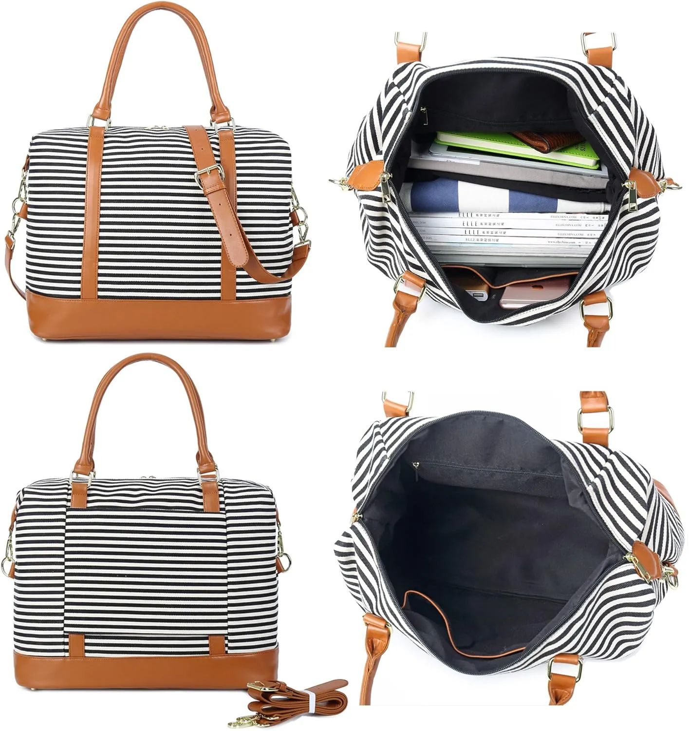 BLUBOON Travel Tote Bags with Zipper Ladies Canvas Bag Weekender Overnight Bag for Women Carry on Duffel Bag Trolley Sleeve