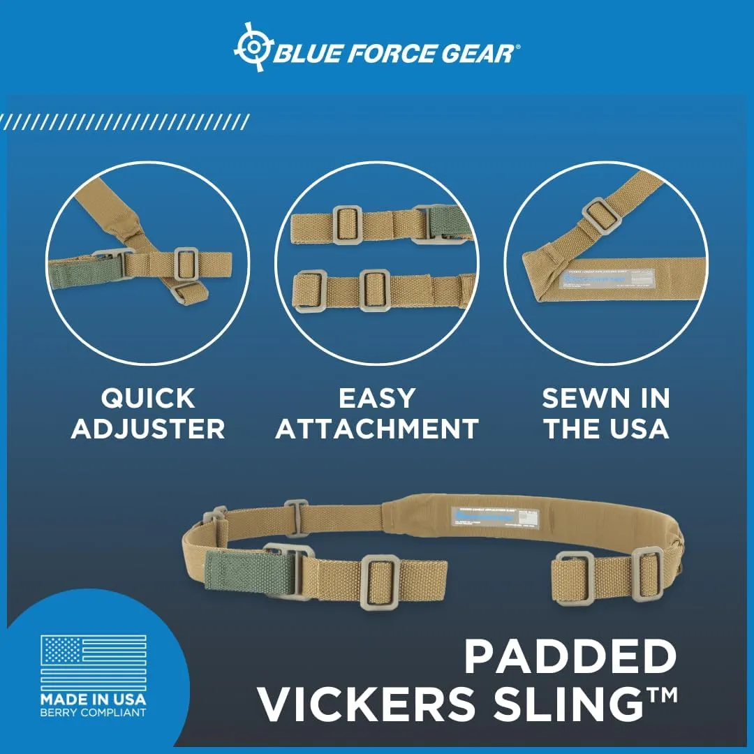 Blue Force Gear Vickers Padded Sling - Two Point Sling with Padded Straps, Adjustable,57-67 Inches