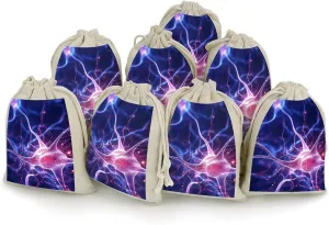 Blue Nerve Cell 8-Pack Burlap Bags Drawstring Gift Bags Party Favors Bag Weddings Pouches for Holidays & Events