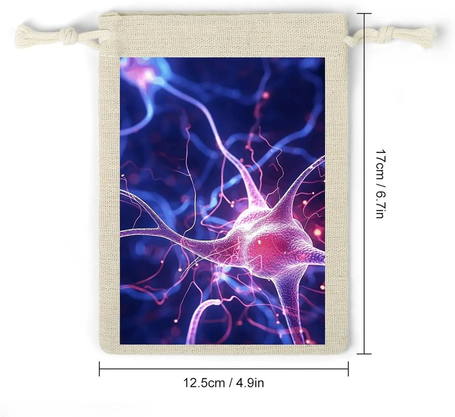 Blue Nerve Cell 8-Pack Burlap Bags Drawstring Gift Bags Party Favors Bag Weddings Pouches for Holidays & Events
