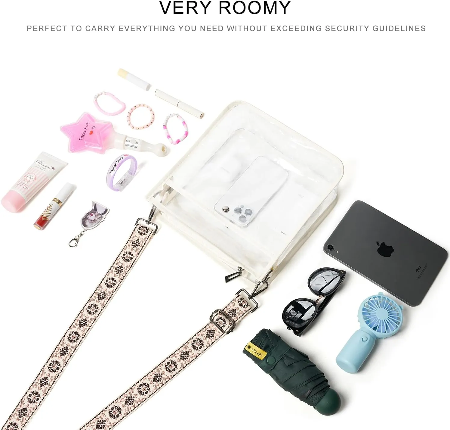Bluome Clear Bag for Stadium Events 12 x6 x12, Clear Crossbody Purses for Women Concerts Stadium Approved Work Beach