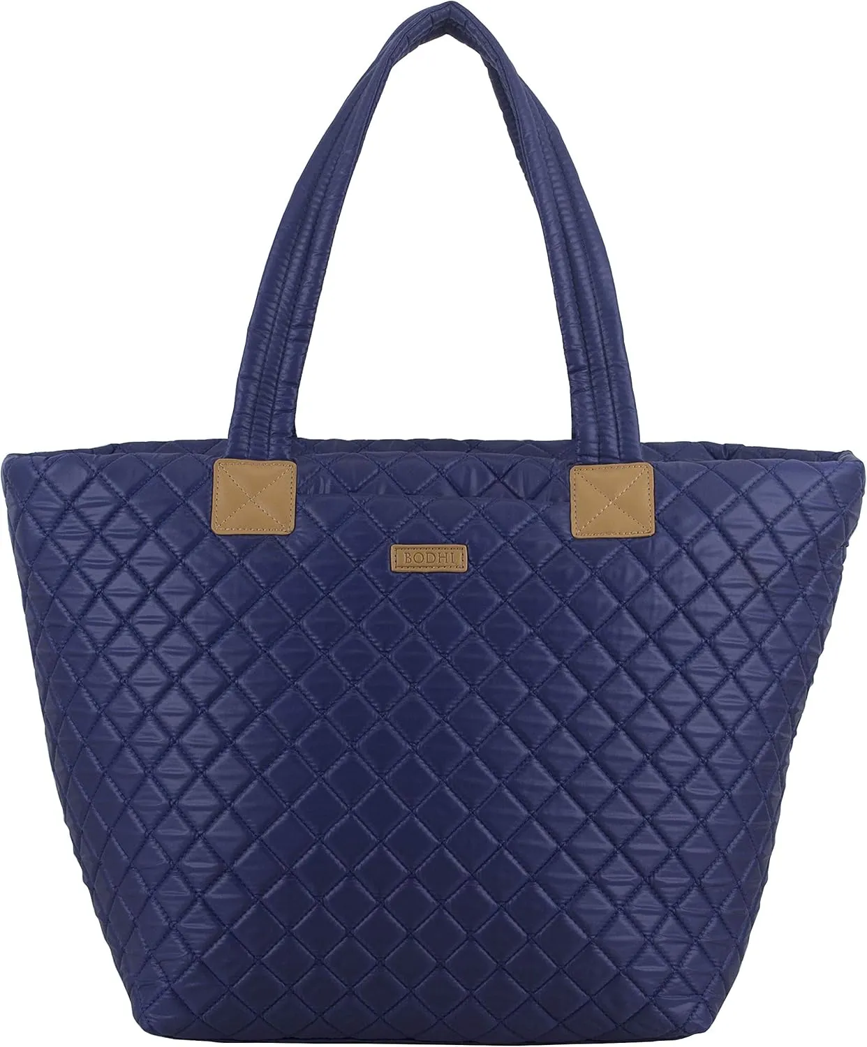 BODHI Quilted Soft Luxe Large Tote Bag For Women, Travel Shoulder Bag Top Handle Handbag for Gym, Work, Navy