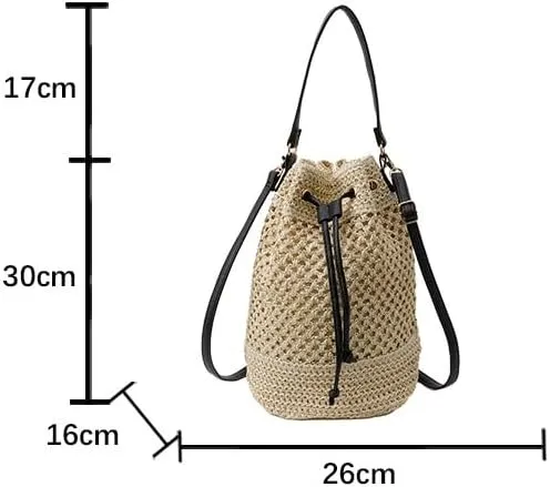 Boho Woven Straw Crossbody Bag - Trendy Beach Vacation Tote Handwoven Summer Straw Bag Boho Shoulder Handbag Purse