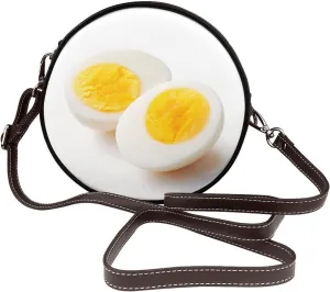Boiled Egg Women Round Crossbody Bags Leather Sling Bag Purse