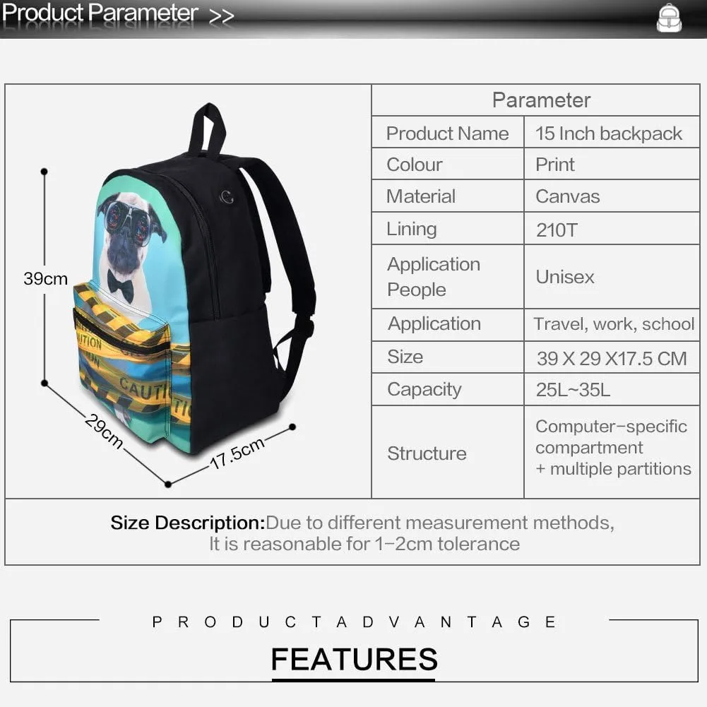 Bookbag School Backpack for Girls Horse Backpacks Elementary 3rd 4th 5th 6th Grade Kids Boys 15.3" Canvas Laptop Bag