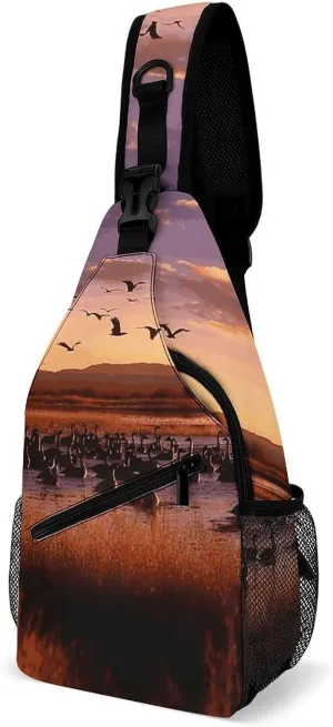 Bosque Del Apache Wildlife Sling Bag for Men Women Travel Crossbody Bags Large Hiking Sling Backpack Chest Bag Man Purse