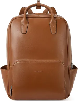 BOSTANTEN Leather Laptop Backpack for Women 15.6 inch Computer Bag Travel Work Daypack Large Size Bag
