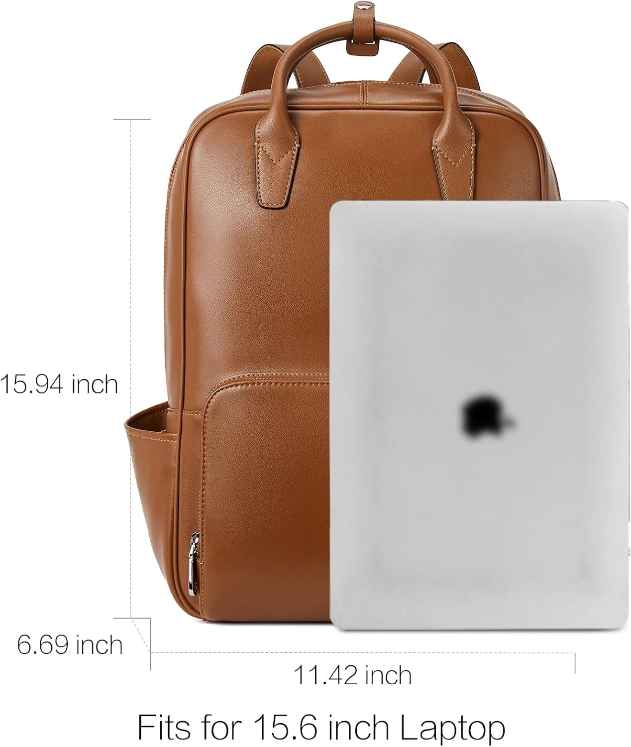 BOSTANTEN Leather Laptop Backpack for Women 15.6 inch Computer Bag Travel Work Daypack Large Size Bag