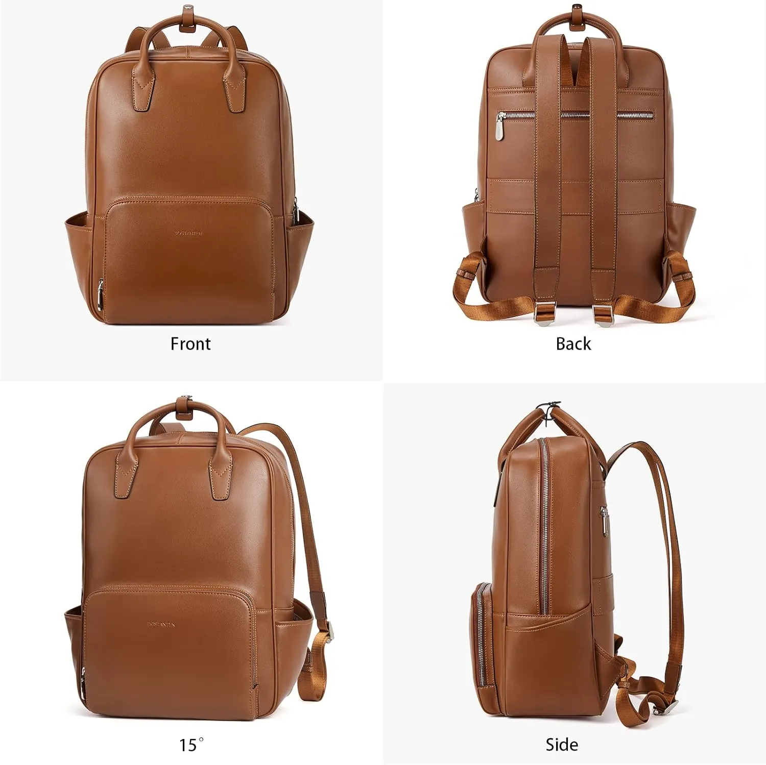 BOSTANTEN Leather Laptop Backpack for Women 15.6 inch Computer Bag Travel Work Daypack Large Size Bag