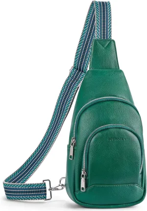 BOSTANTEN Sling Bag for Women Crossbody Purse Crossbody Bag Leather Chest Bag with Adjustable Guitar Strap for Travel