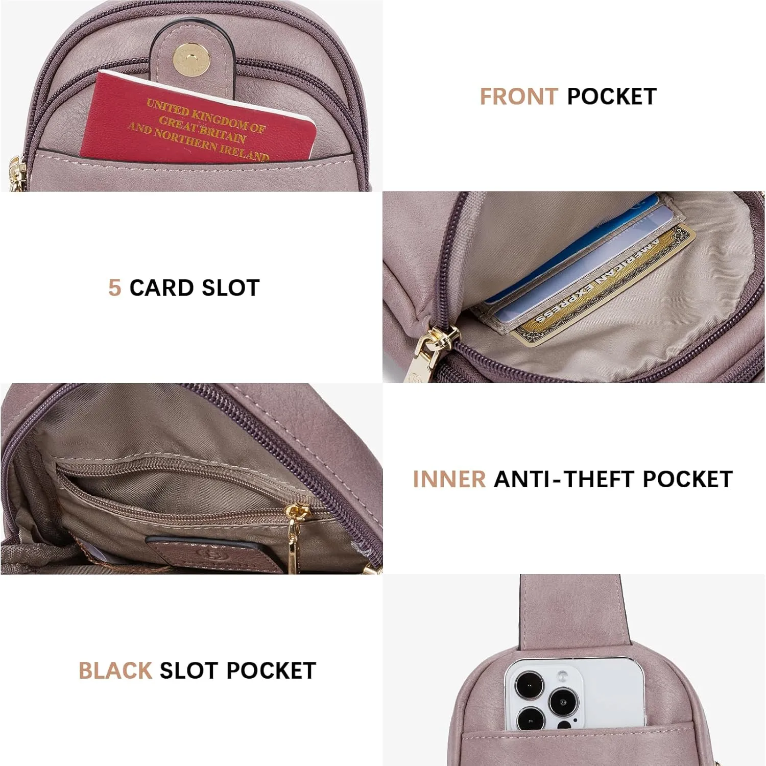 BOSTANTEN Small Sling Bag Crossbody Bags for Women Trendy Crossbody Purse Leather Chest Bag