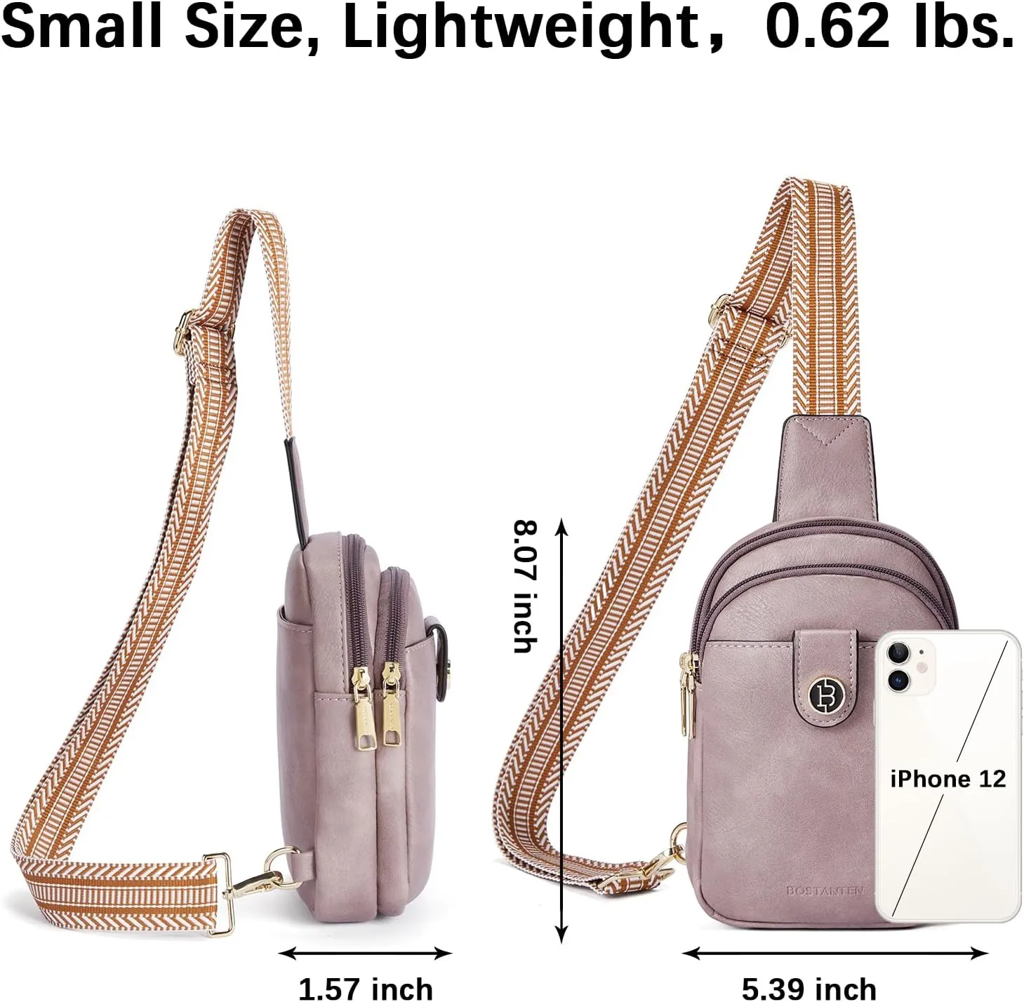 BOSTANTEN Small Sling Bag Crossbody Bags for Women Trendy Crossbody Purse Leather Chest Bag