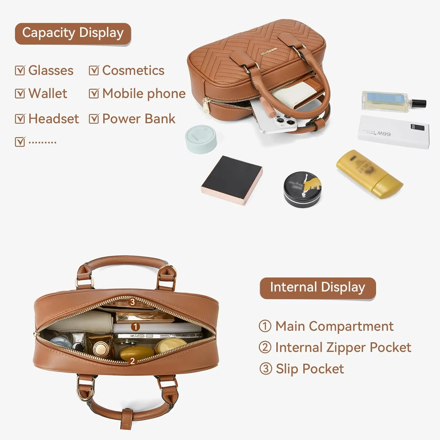 BOSTANTEN Vegan Leather Satchel Bag Quilted Crossbody Purses for Women Small Tote Shoulder Handbags with Detachable Strap