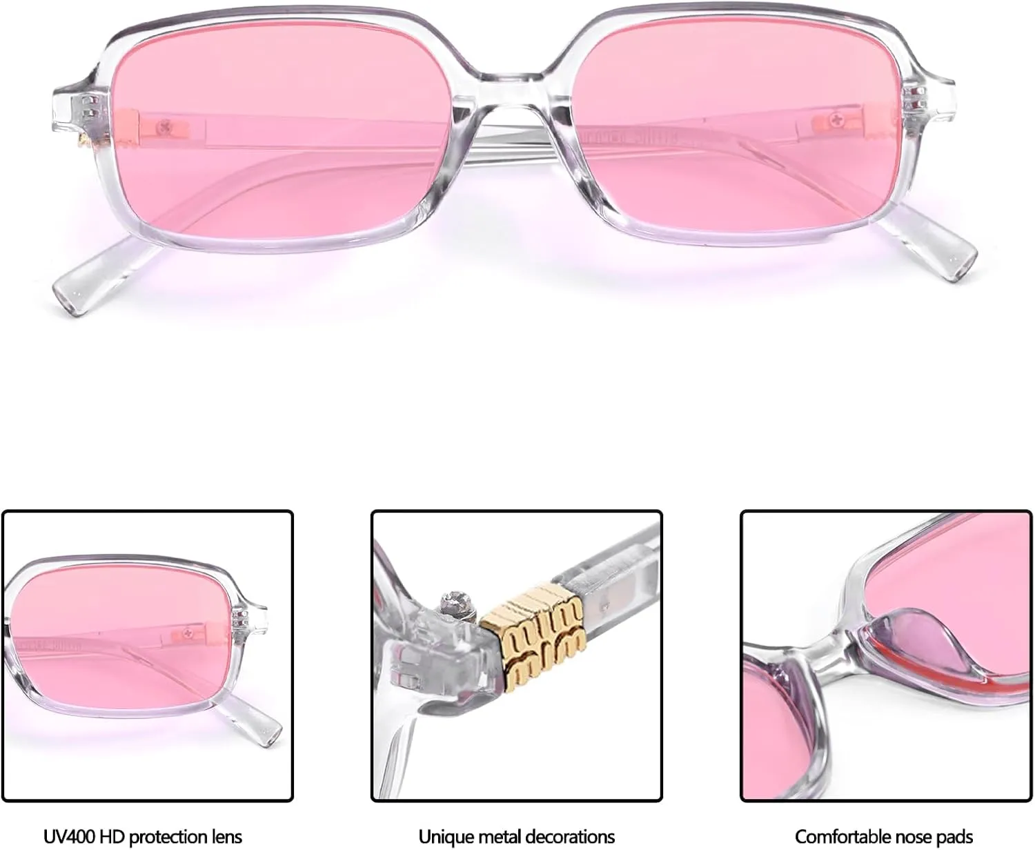 BOTEN Retro Sunglasses for Women Men 90s Small Rectangular Sun Glasses Vintage Cute Narrow Trendy Sunnies