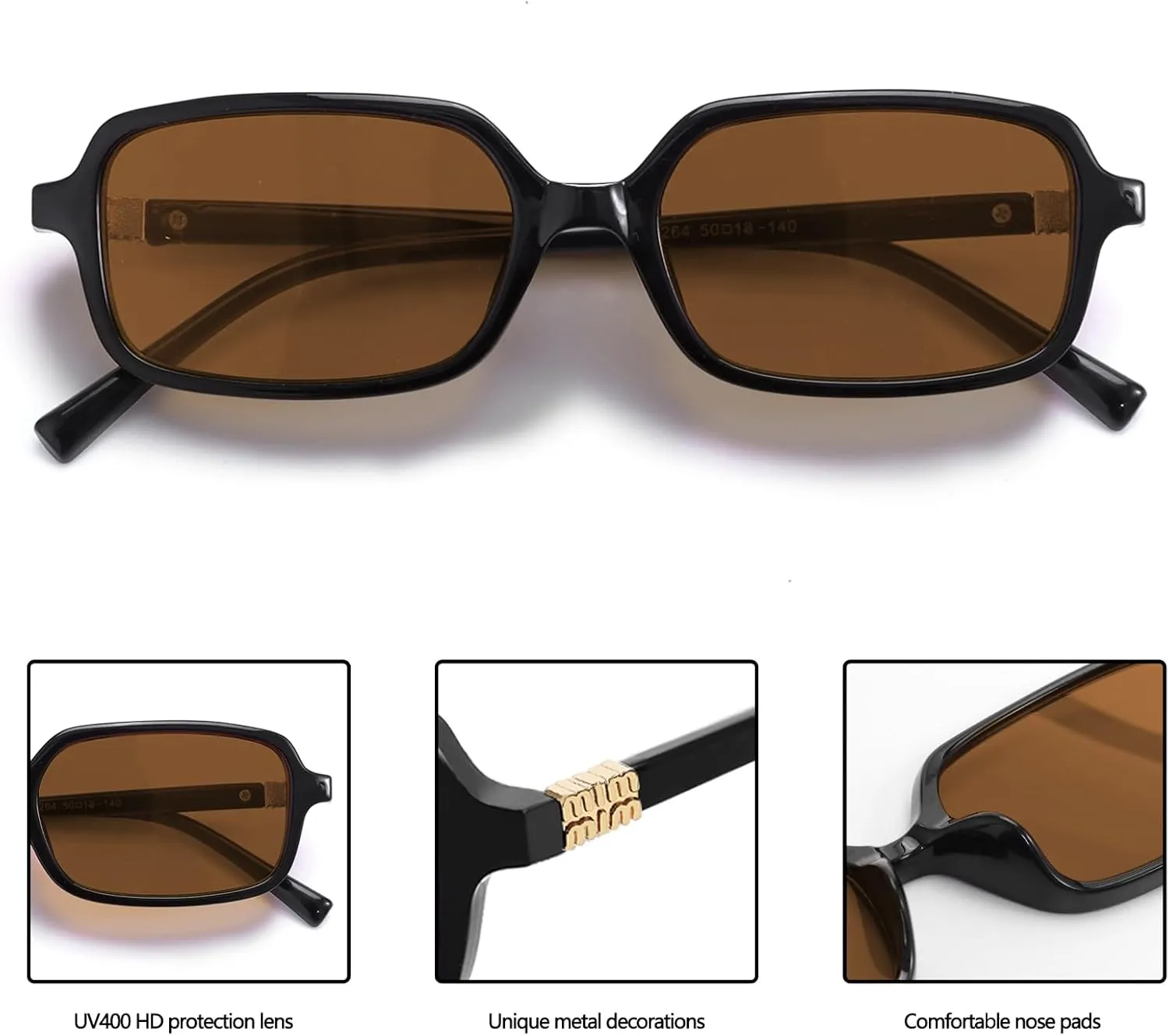 BOTEN Retro Sunglasses for Women Men 90s Small Rectangular Sun Glasses Vintage Cute Narrow Trendy Sunnies