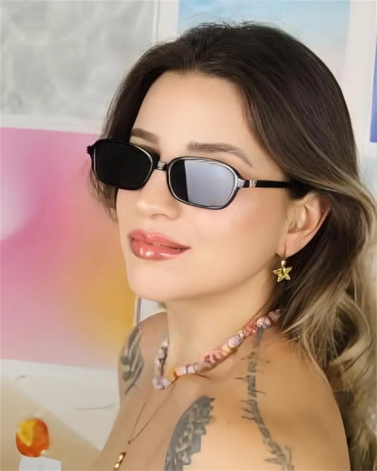 BOTEN Retro Sunglasses for Women Men 90s Small Rectangular Sun Glasses Vintage Cute Narrow Trendy Sunnies
