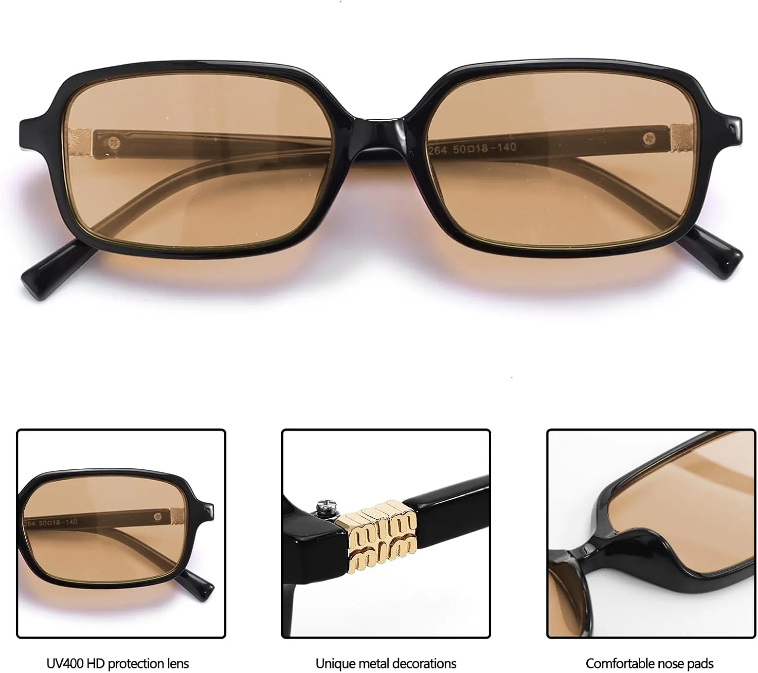 BOTEN Retro Sunglasses for Women Men 90s Small Rectangular Sun Glasses Vintage Cute Narrow Trendy Sunnies