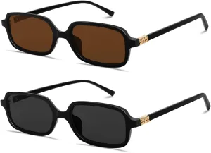 BOTEN Retro Sunglasses for Women Men 90s Small Rectangular Sun Glasses Vintage Cute Narrow Trendy Sunnies