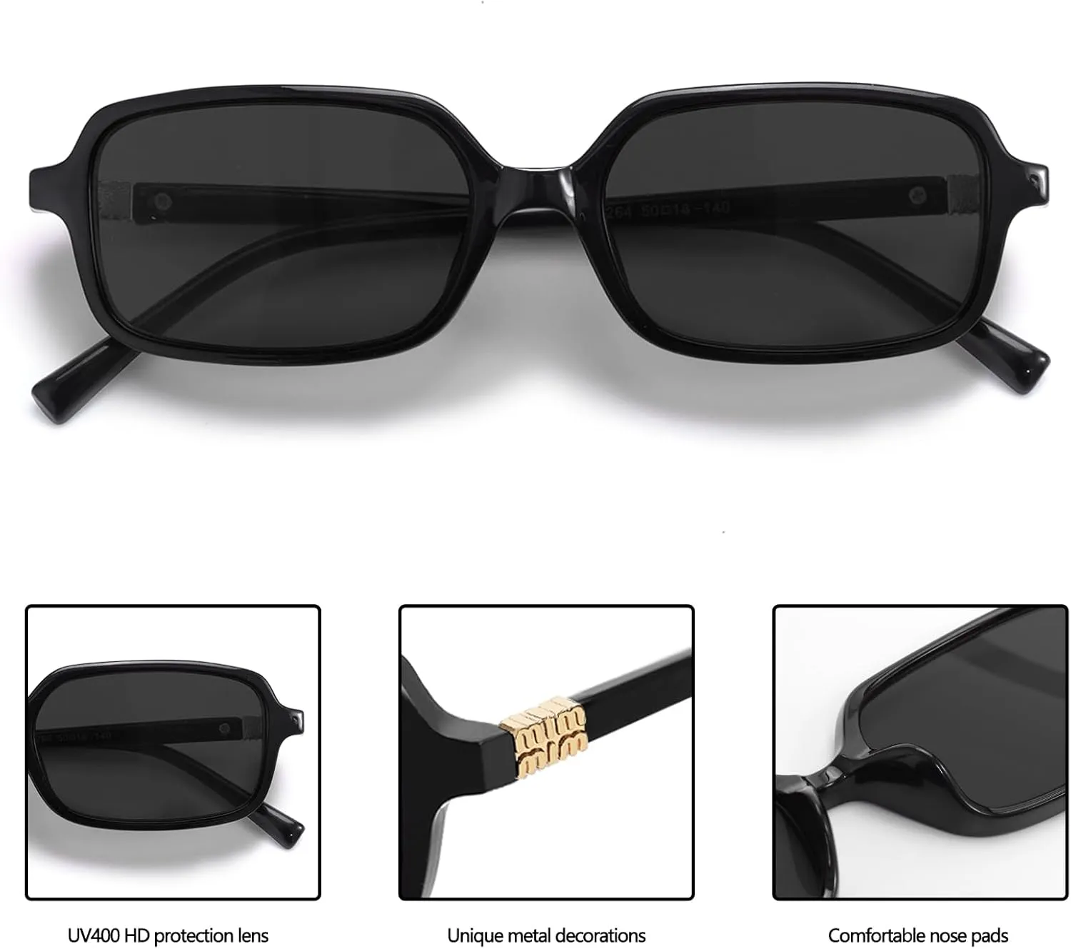 BOTEN Retro Sunglasses for Women Men 90s Small Rectangular Sun Glasses Vintage Cute Narrow Trendy Sunnies