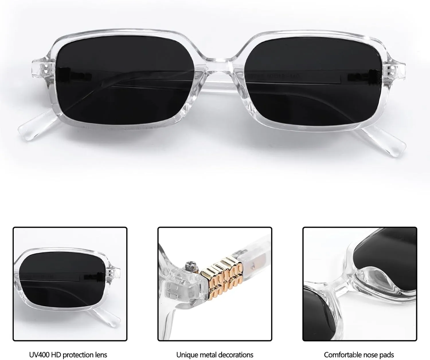 BOTEN Retro Sunglasses for Women Men 90s Small Rectangular Sun Glasses Vintage Cute Narrow Trendy Sunnies