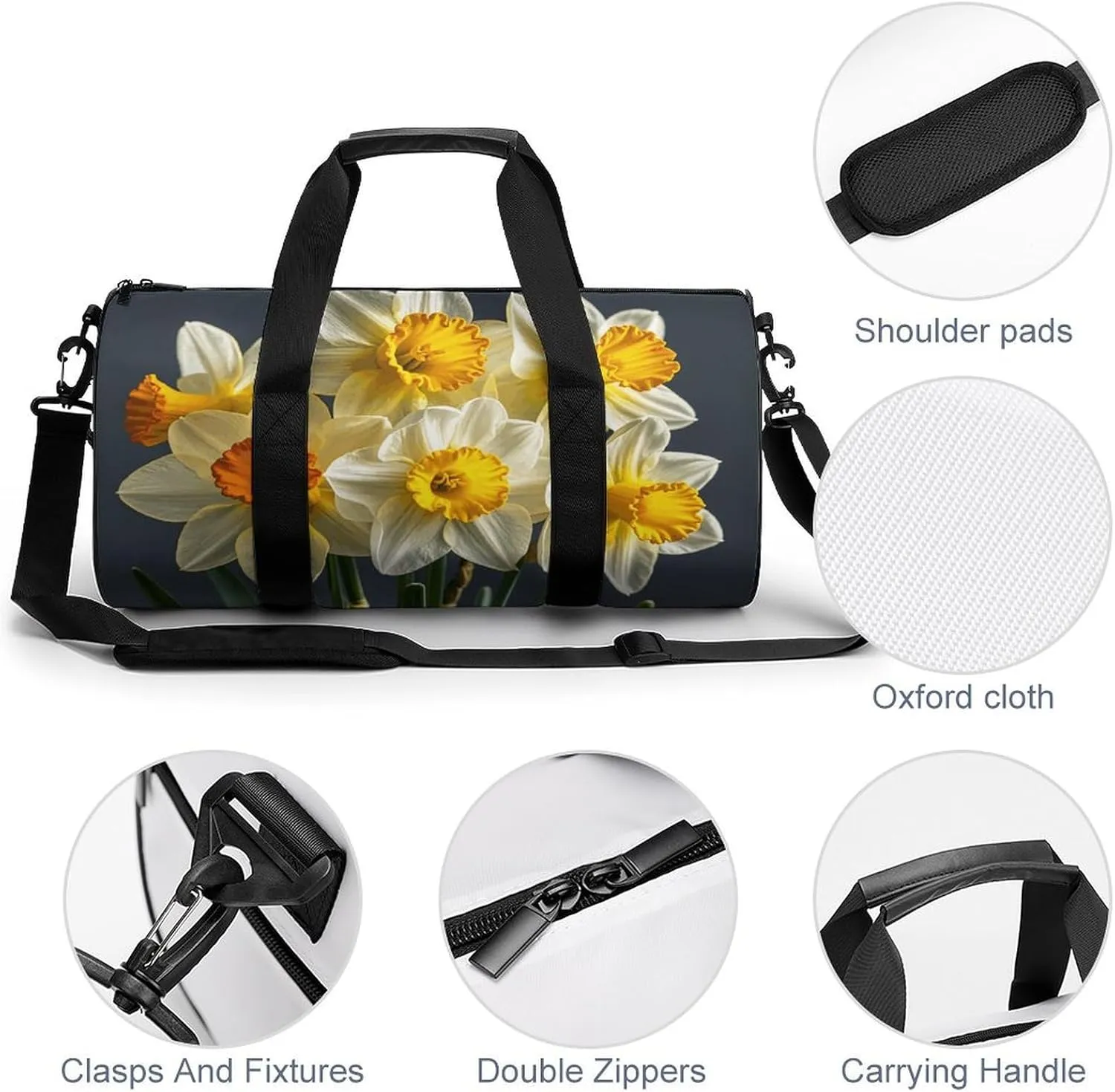 Bouquet of Daffodils Gym Bag Small Travel Duffle Bag with Compartment Carry On Weekender Bag for Women Men